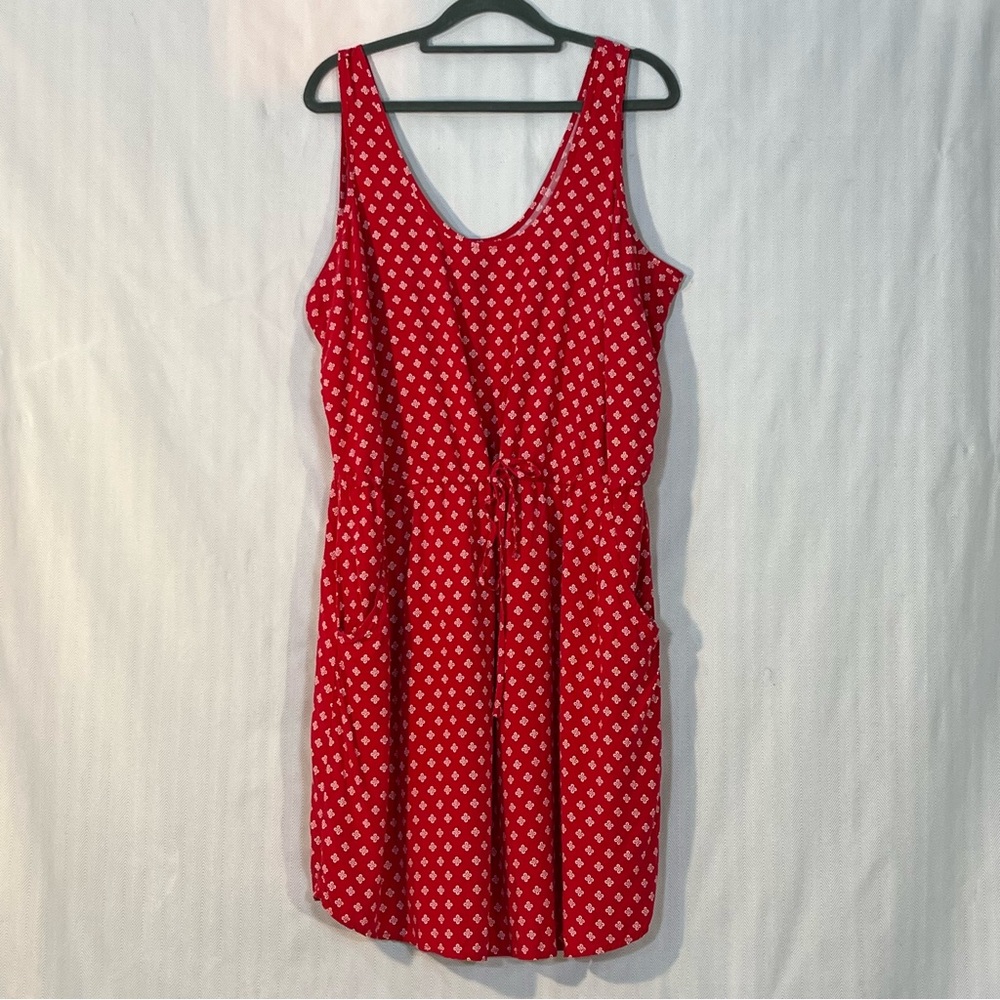 Gap Factory Dress Red & White Sleeveless Drawstring Waist Scoop Neck Rayon XL👍